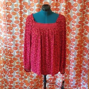 OLD NAVY RED FLORAL BLOUSE